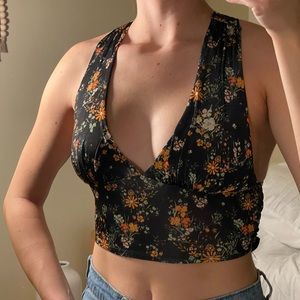 Urban outfitters black and colored floral top